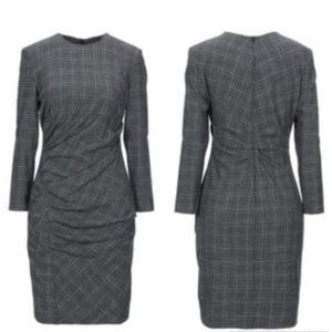 Marella Spilla Midi Long-sleeve Dress in Dark Gray Plaid